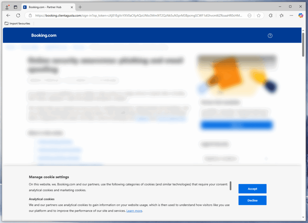 En falsk Booking.com-nettside